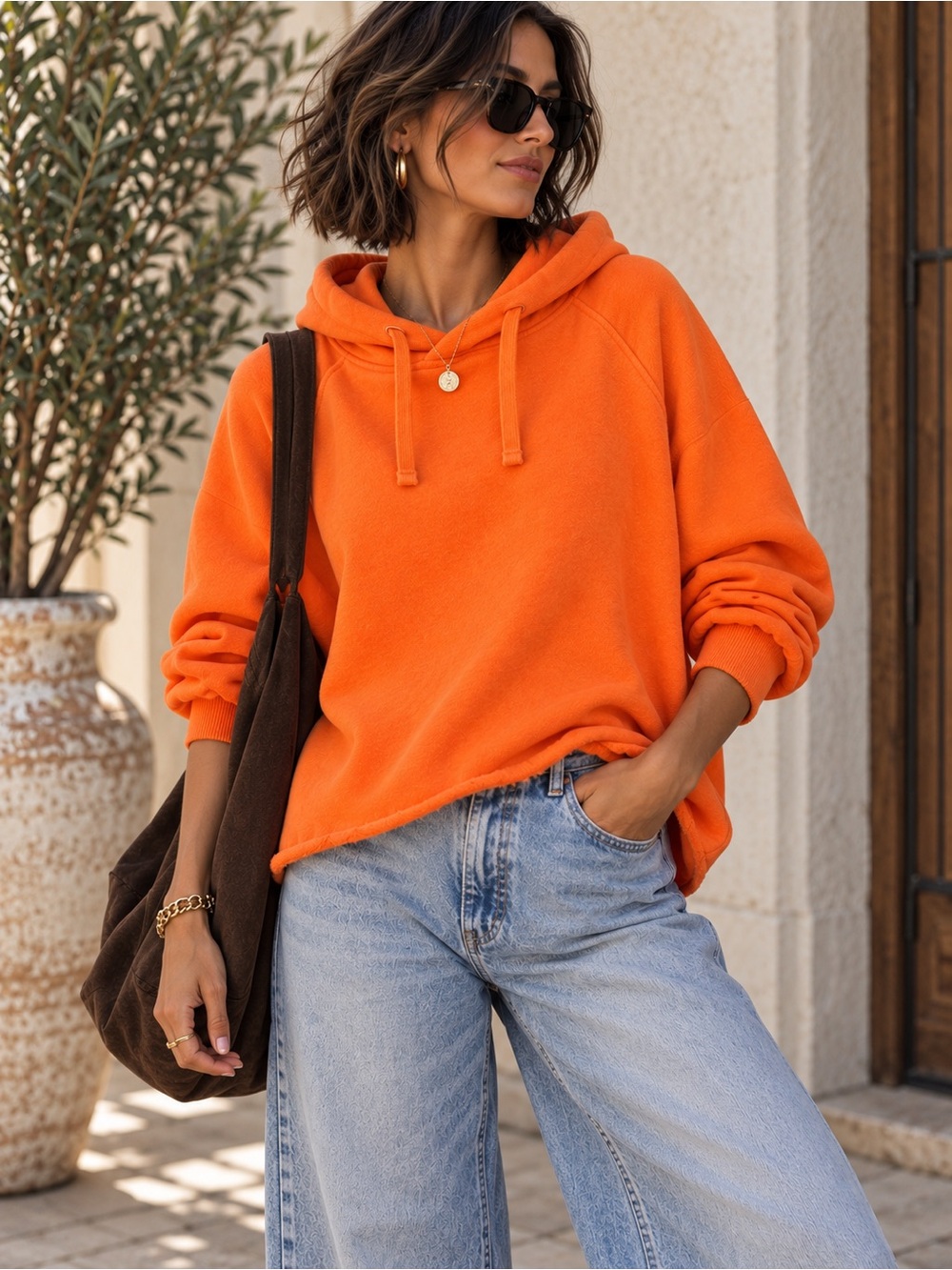 YMC You Must Create Orange Cotton Pullover Hoodie Sweatshirt L Raw Hem #510